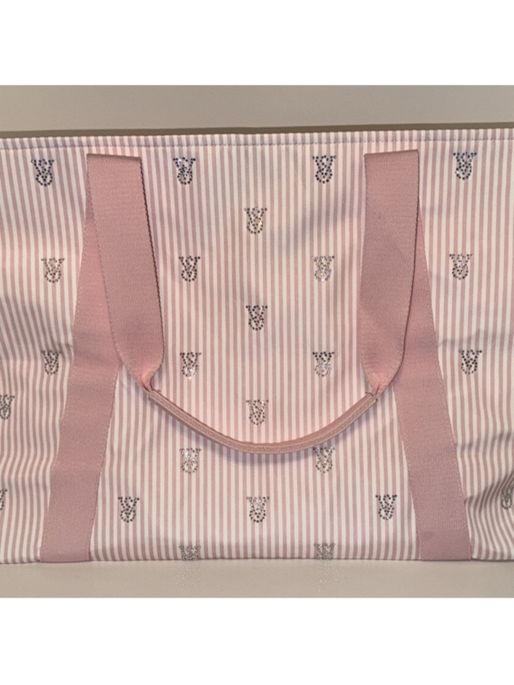 Victoria's Secret Pink Striped Logo Tote
